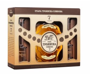 ТРОЯНСКА СТАРА СЛИВОВА 0.5Л. 7ГОД. 42% + ДВЕ ЮЗЧЕТА